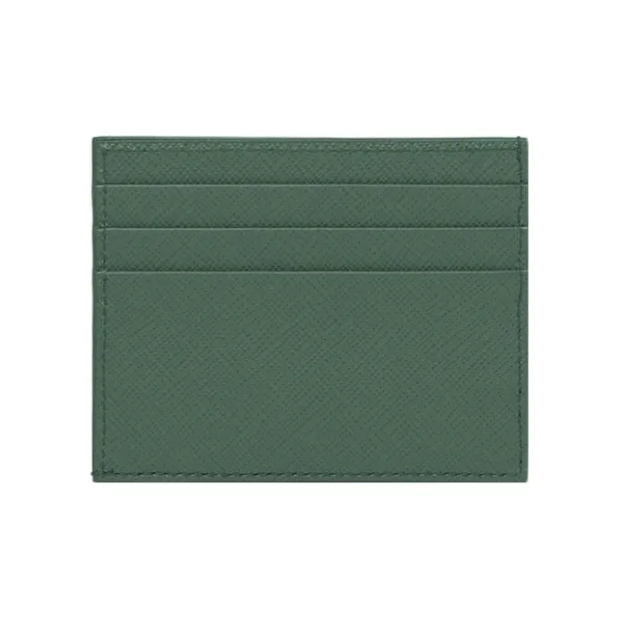 PRADA Saffiano Leather Card Clip Card Holder Men's Green-1