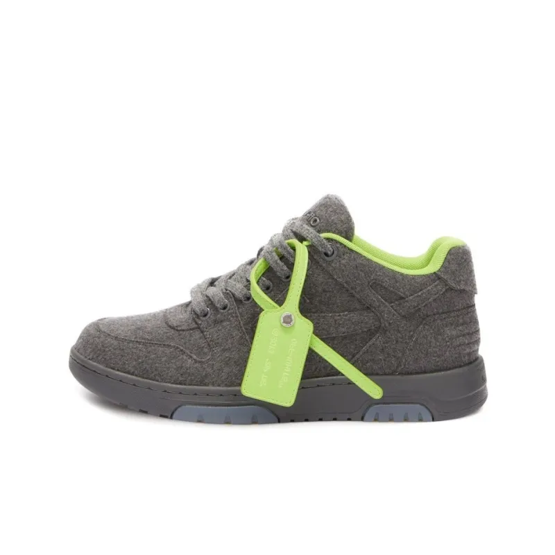 OFF WHITE Out Of Office 'OOO' Low Tops Grey Green Wool-0