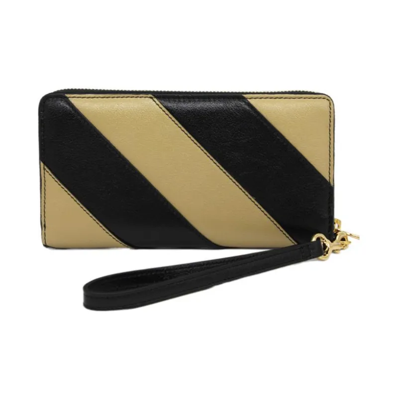 GUCCI Zumi Cow Leather Long Wallets Women's Black/Beige-1