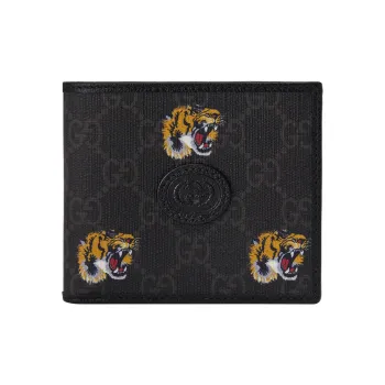 GUCCI Canvas With Leather Trim Wallet Men's Black