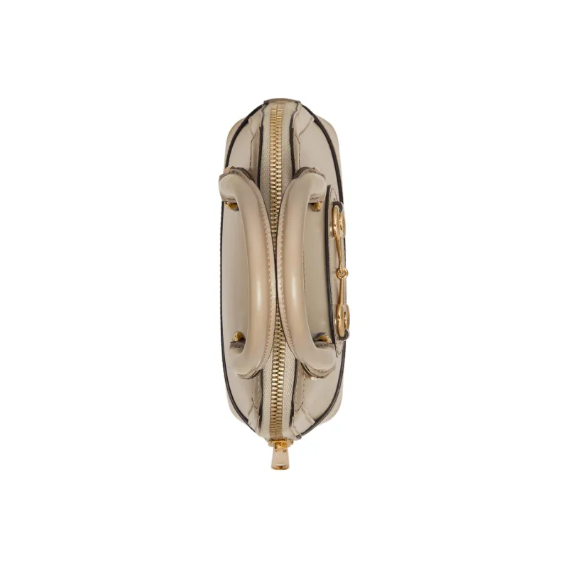 GUCCI Horsebit 1955 Leather Shoulder Bag Crossbody Bag Handbag Mini Women's Beige-6
