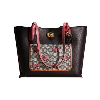 COACH Willow Pebbled Leather Tote Bag Shopping Bag Shoulder Bag Handbag Large Size Women's Black
