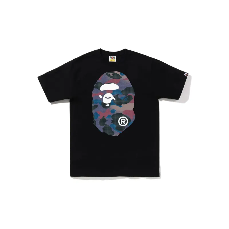 A BATHING APE Grid Camo Big Ape Head Tee-0