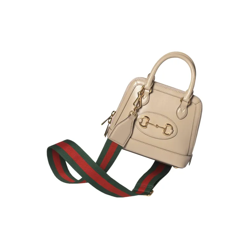 GUCCI Horsebit 1955 Leather Shoulder Bag Crossbody Bag Handbag Mini Women's Beige-8