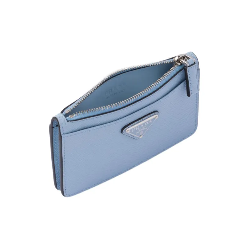 PRADA Saffiano Leather Card Holder Card Holder Men's Light Blue-3