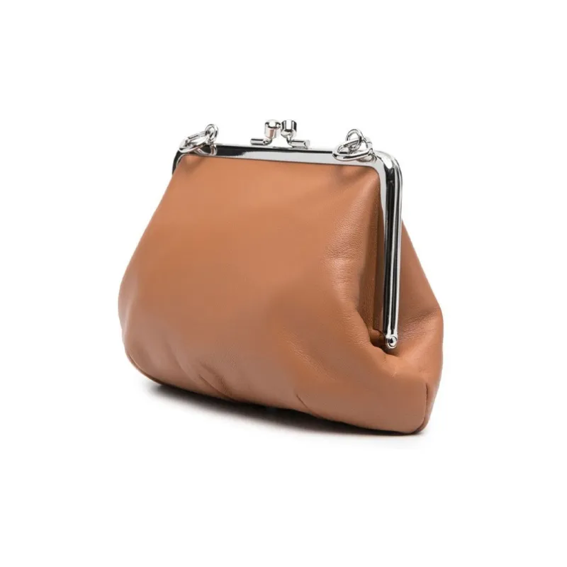 Vivienne Westwood Lambskin Dumpling Bag One Shoulder Crossbody Portable Wallet Women's Brown-4