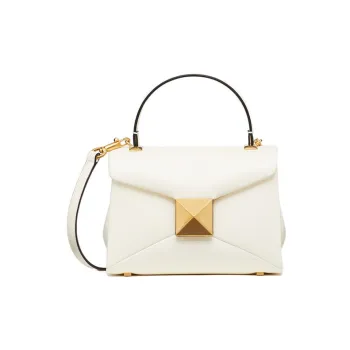Valentino One Stud Sheepskin Shoulder Bag Crossbody Bag Handbag Mini Women's Ivory White
