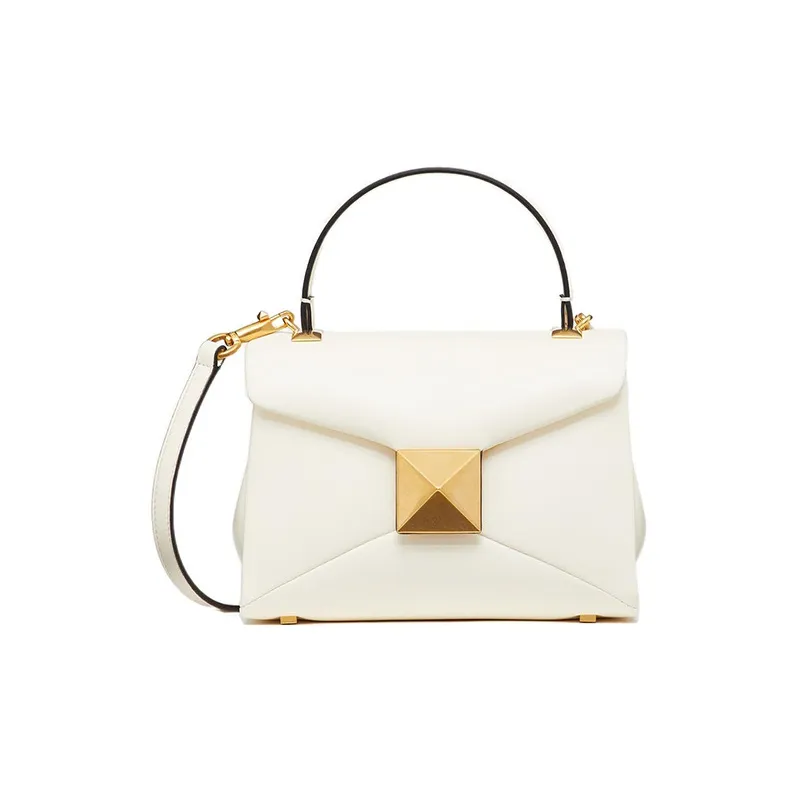 Valentino One Stud Sheepskin Shoulder Bag Crossbody Bag Handbag Mini Women's Ivory White-0