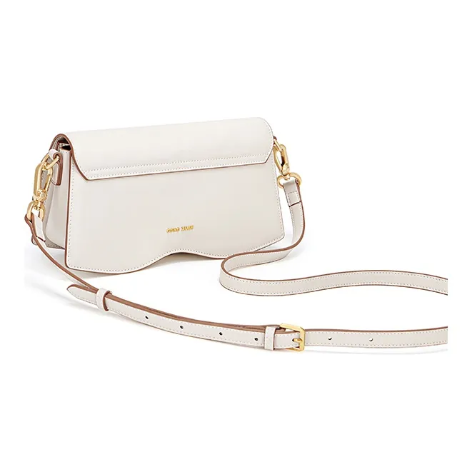 Gong Xuan Cow Leather One Shoulder Underarm Handbag, Crossbody Bag Regular Women's Buxue White Chocolate-4