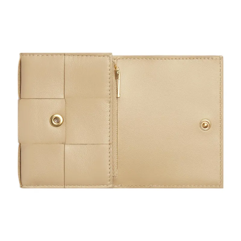 Bottega Veneta Tri Fold Zip Wallet Intreccio Porridge-1