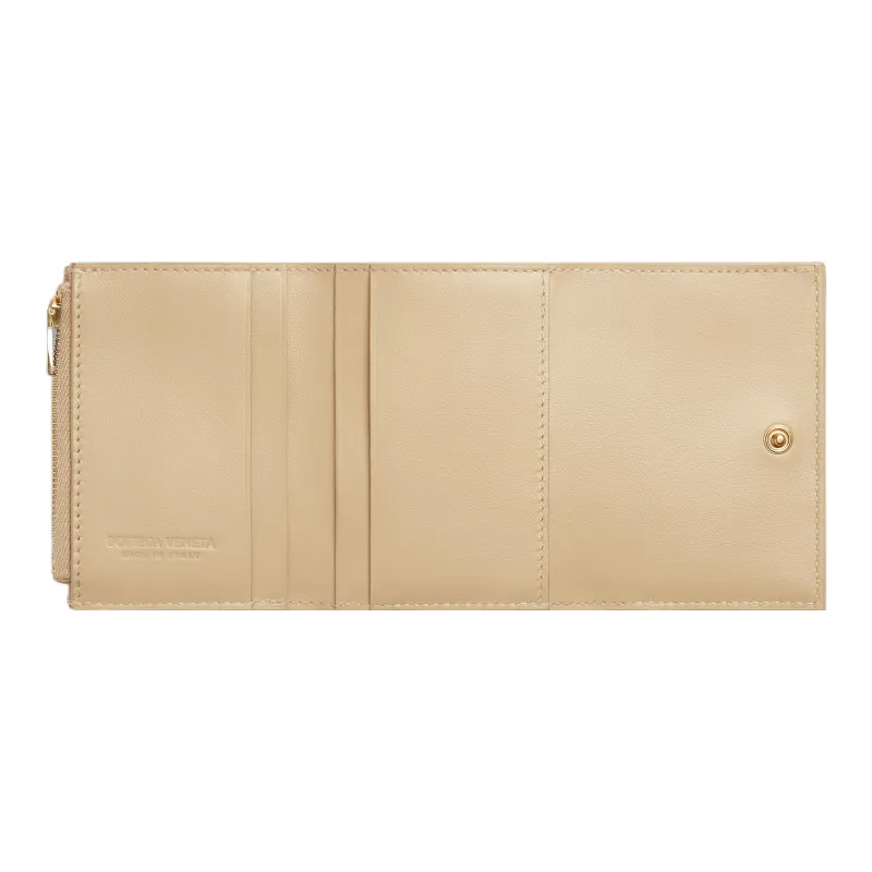 Bottega Veneta Tri Fold Zip Wallet Intreccio Porridge-2