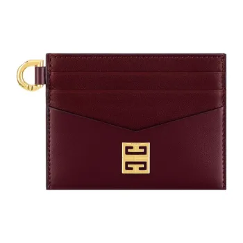 GIVENCHY 4G Calfskin Card Clip Card Holder Women's Burgundy