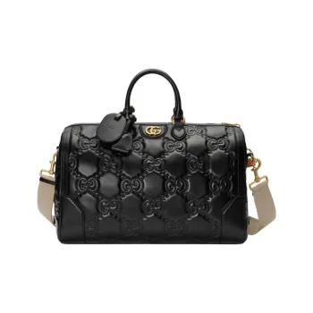 GUCCI Leather Handbag Shoulder Bag Crossbody Bag Travel Bag Medium Size Women's Black