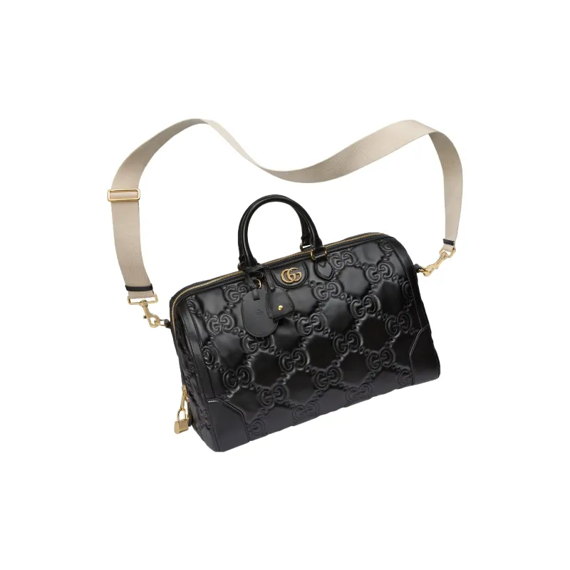 GUCCI Leather Handbag Shoulder Bag Crossbody Bag Travel Bag Medium Size Women's Black-7