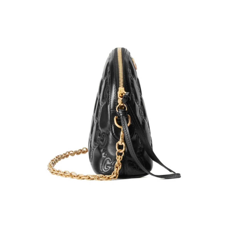 GUCCI Quilted Leather Crossbody Bag, Shoulder Bag Women's Black-4