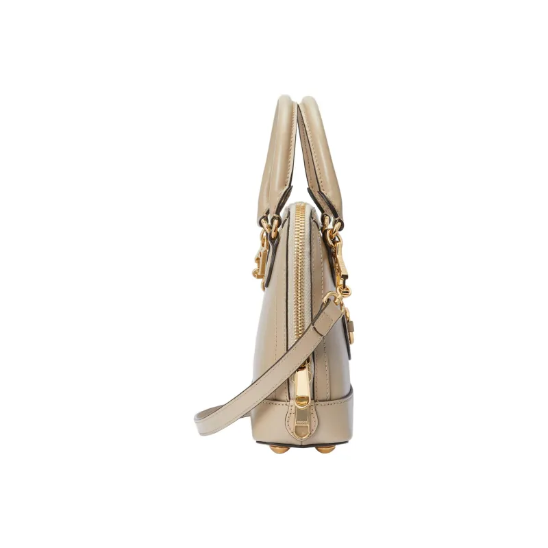 GUCCI Horsebit 1955 Leather Shoulder Bag Crossbody Bag Handbag Mini Women's Beige-4