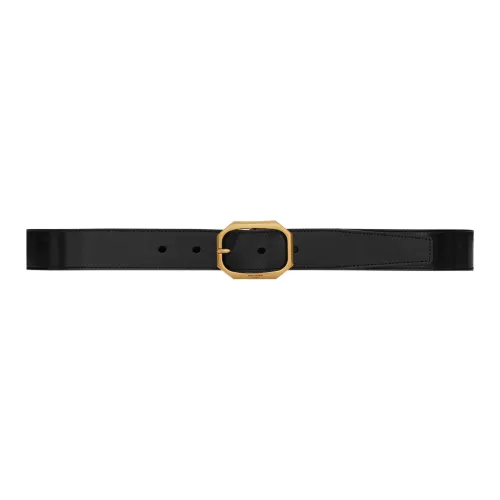 SAINT LAURENT Logo Carving Pin Buckle Leather Belts Men's Width: 3cm