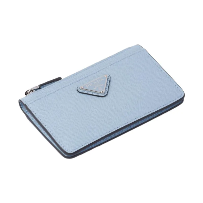 PRADA Saffiano Leather Card Holder Card Holder Men's Light Blue-2
