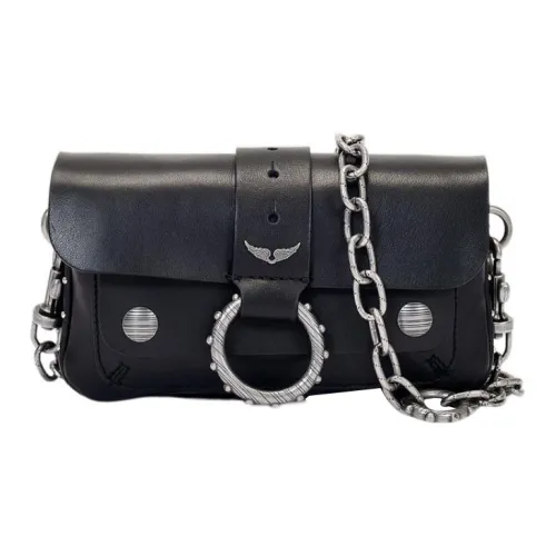 Zadig & Voltaire Calfskin Small Square Bag Shoulder Bag Crossbody Bag Small Size Women's Black