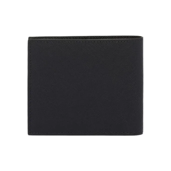 PRADA Saffiano Leather Double-Fold Wallet Men's Black-2