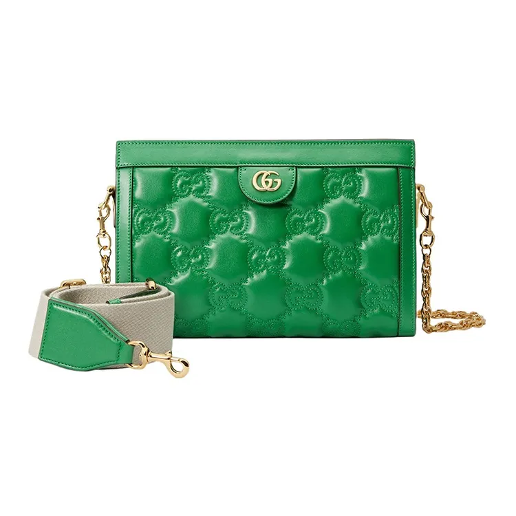 GUCCI GG Matelassé Leather Chain Shoulder Bag Shoulder Bags Handbags Women's Green-1