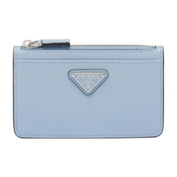 PRADA Saffiano Leather Card Holder Card Holder Men's Light Blue