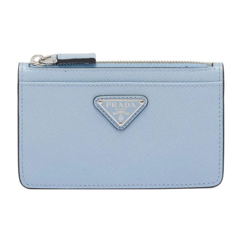 PRADA Saffiano Leather Card Holder Card Holder Men's Light Blue-0