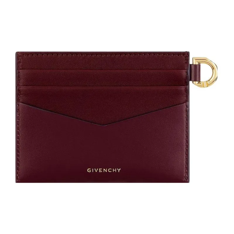 GIVENCHY 4G Calfskin Card Clip Card Holder Women's Burgundy-2