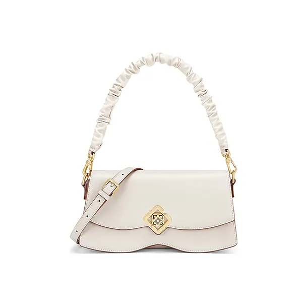 Gong Xuan Cow Leather One Shoulder Underarm Handbag, Crossbody Bag Regular Women's Buxue White Chocolate-1