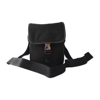 PRADA Nylon Leather Patchwork Messenger Bag Crossbody Bag Shoulder Bag Men's Black