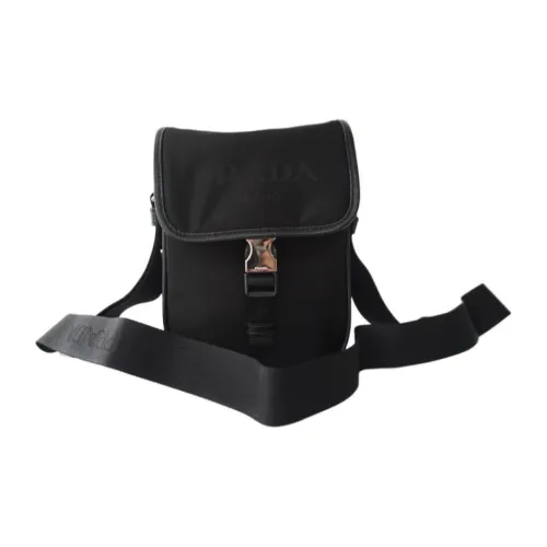 PRADA Nylon Leather Patchwork Messenger Bag Crossbody Bag Shoulder Bag Men's Black