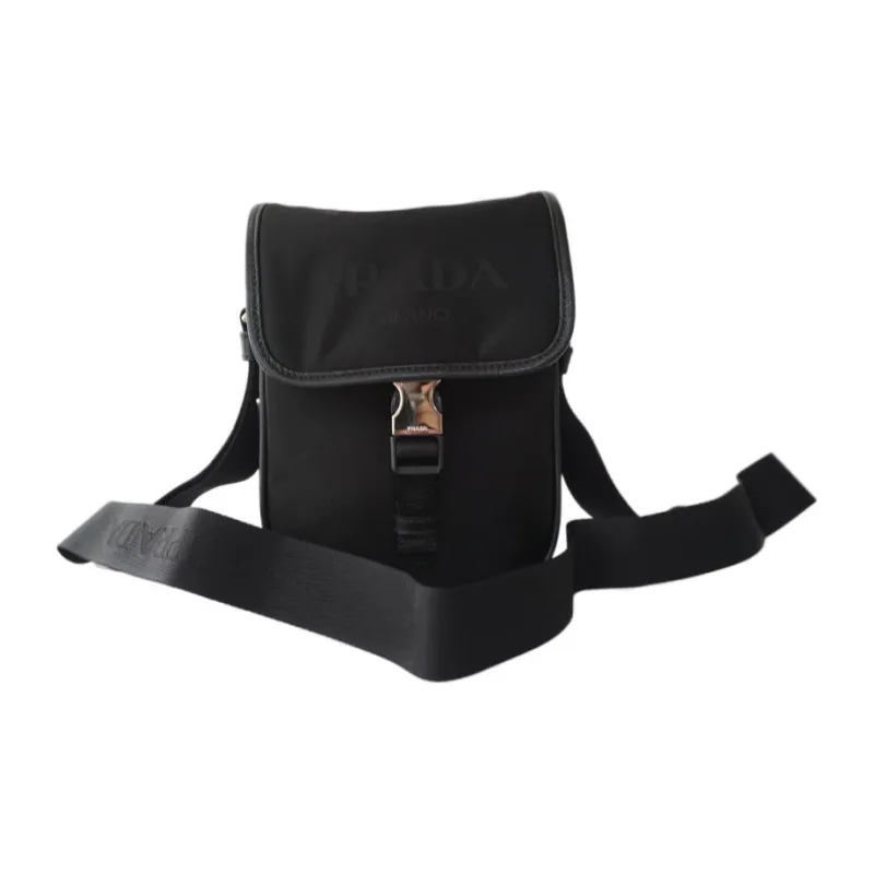 PRADA Nylon Leather Patchwork Messenger Bag Crossbody Bag Shoulder Bag Men's Black-0