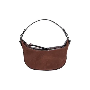By Far Suede Crocodile Shoulder Bag
