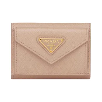 PRADA Saffiano Leather Wallet Small Size Women's Light Pink