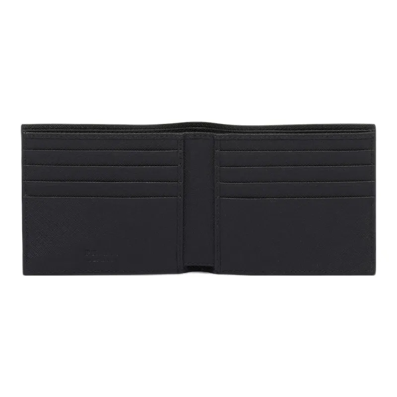 PRADA Saffiano Leather Double-Fold Wallet Men's Black-3
