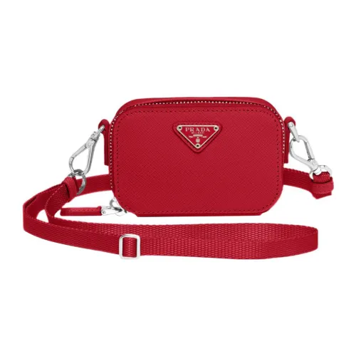 PRADA Saffiano Leather Shoulder Bag Crossbody Bag Mini Men's Red