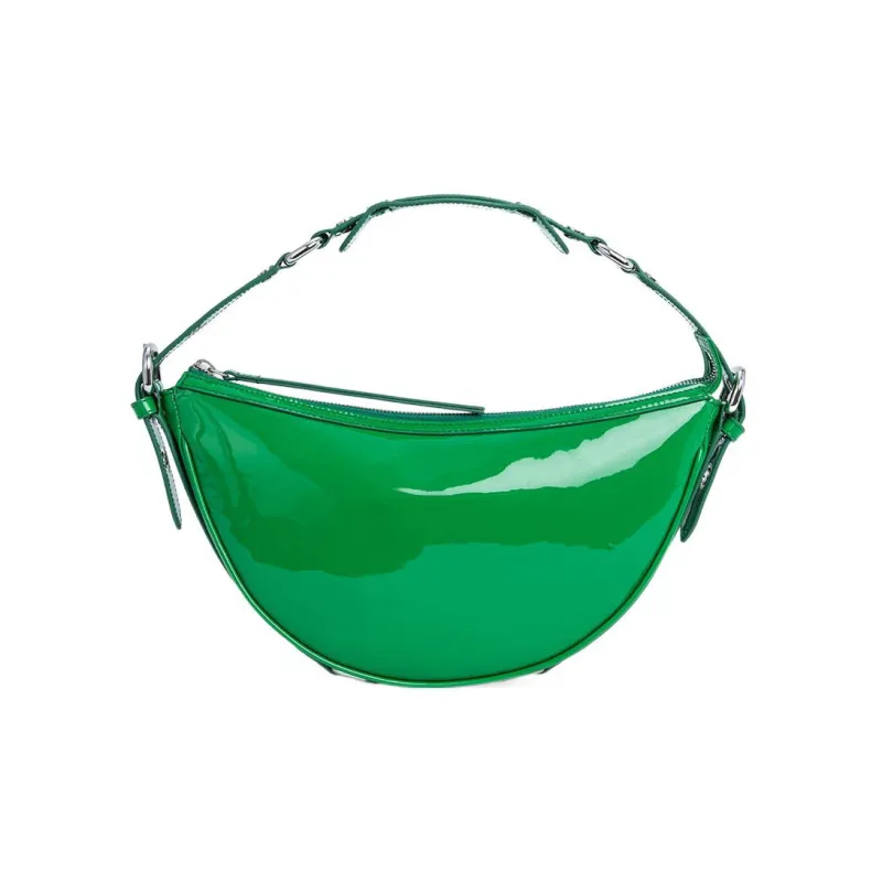 By Far Soho Patent Leather Calfskin Crescent Bag Handbag, Shoulder Bag Women's Green-0