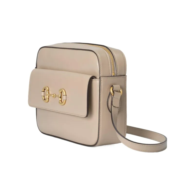 GUCCI Horsebit 1955 Leather Camera Bags Crossbody Bag Shoulder Bag Women's Beige-3