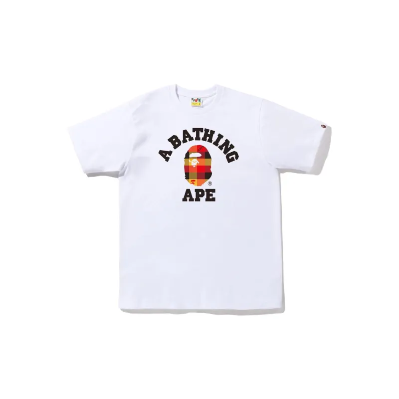 A BATHING APE Block Check College Tee FW22-2