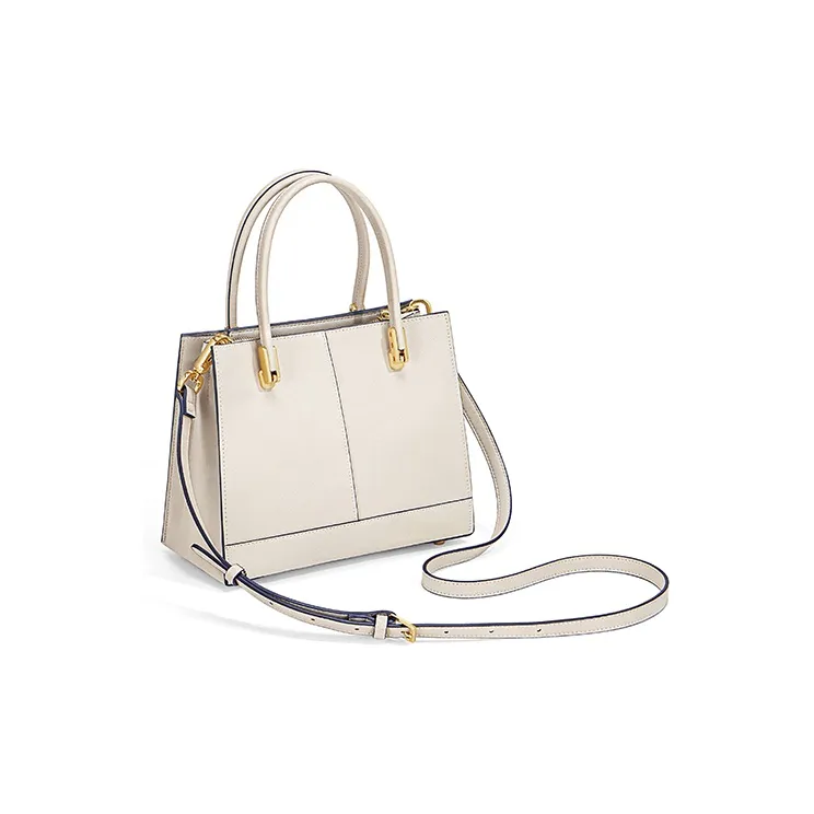 Gong Xuan Cow Leather Tote Bag, Shopping Bag, Shoulder Bag, Crossbody Bag, Handbag Tubas Women's White-4