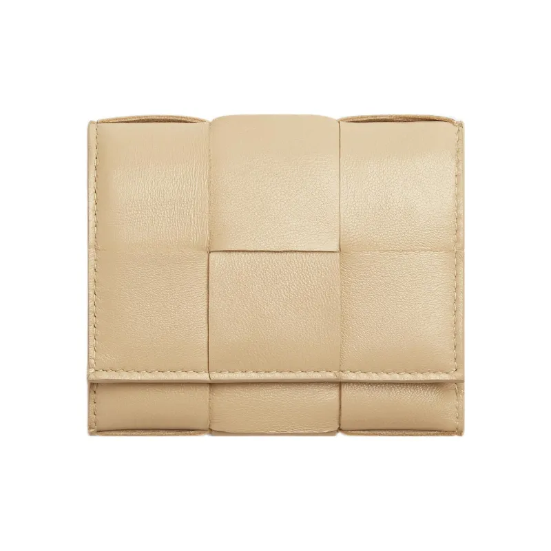 Bottega Veneta Tri Fold Zip Wallet Intreccio Porridge-0