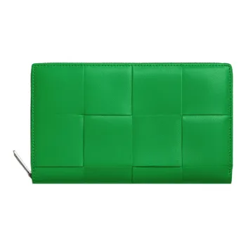 Bottega Veneta Cow Leather Wallet Large Size Men's Parrot Green