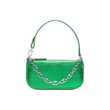 By Far Leather One Shoulder Handbags Mini Women's Green
