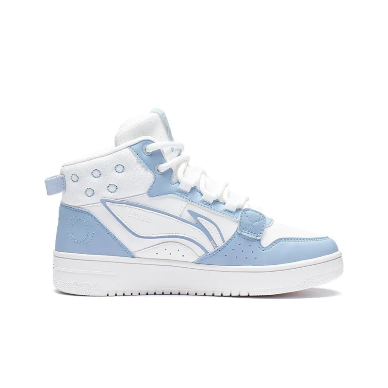 LiNing Yamahara Cushioning Wear Resistant High Top Skateboard Shoes Women's White Blue-1