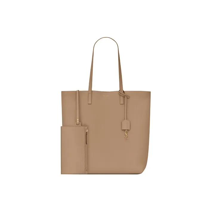 SAINT LAURENT Cow Leather Tote Bag Shopping Bag Shoulder Bag Handbag Women's Taupe-1
