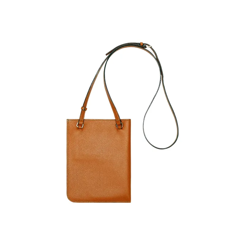 Valextra Calfskin Shoulder Bag Crossbody Bag Card Holder Women's Brown-1