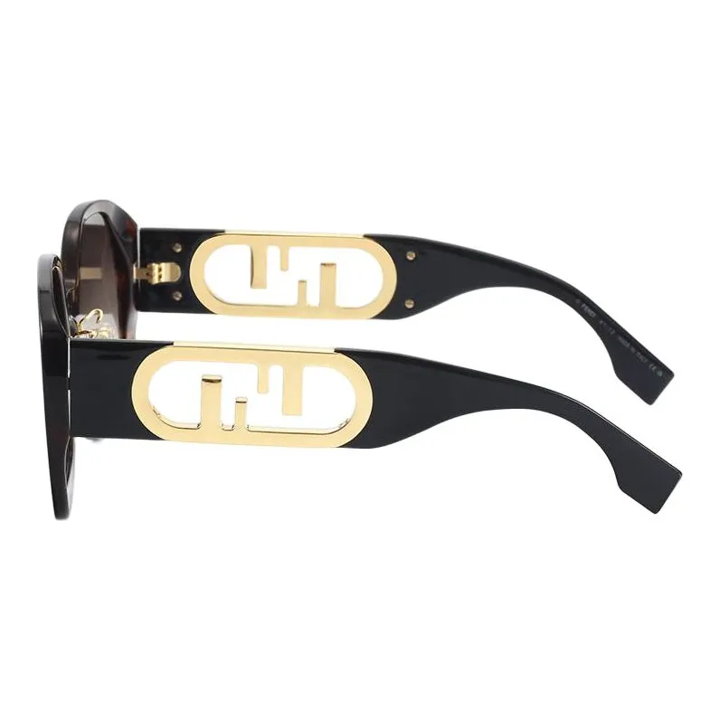 FENDI Plate Frame Square Sunglasses Women's Brown-2