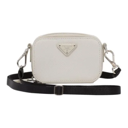 PRADA Saffiano Leather Shoulder Bag Crossbody Bag Mini Men's White