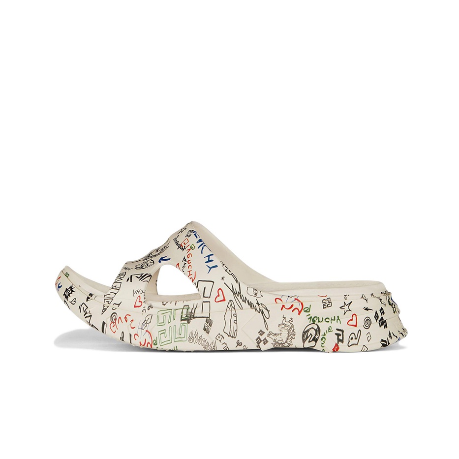 Givenchy Paris Flat Sandals White Black - POIZON