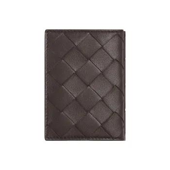 Bottega Veneta Lambskin Card Holder, Wallet Mini Women's Dark Brown